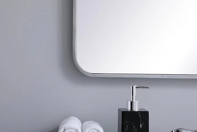 ARS Concepts Aura, Soft Corner Metal Rectangular Mirror 36X36 Inch in, Modern, Silver - ModernBath