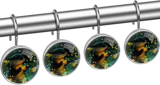 Cute Otter Shower Curtain Hooks Rings, Stainless Steel Rust Proof Shower Curtain Hooks, Decorative Shower Hooks for Bathroom Shower Rods Curtains, Set of 12 - ModernBath