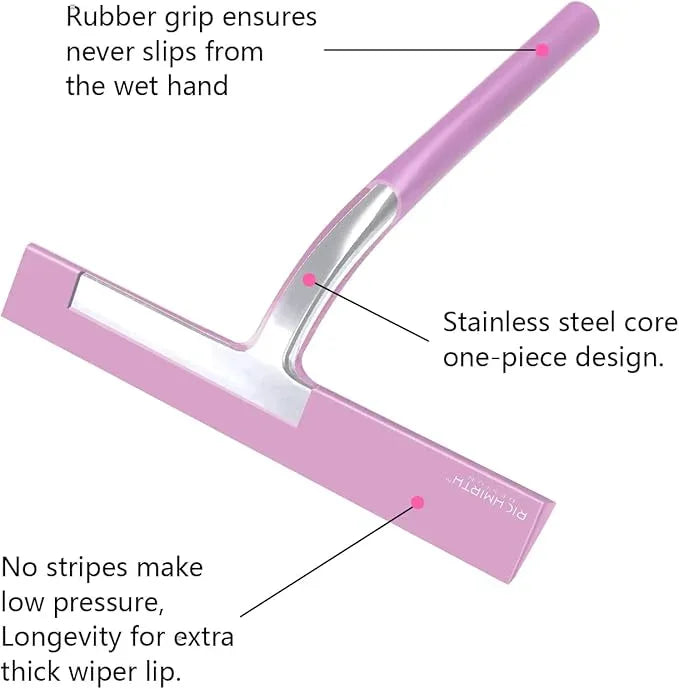 RICHMIRTH Silicone Rubber Blade Shower Squeegee 9" in Width Window & Car Squeegee - Pink - ModernBath