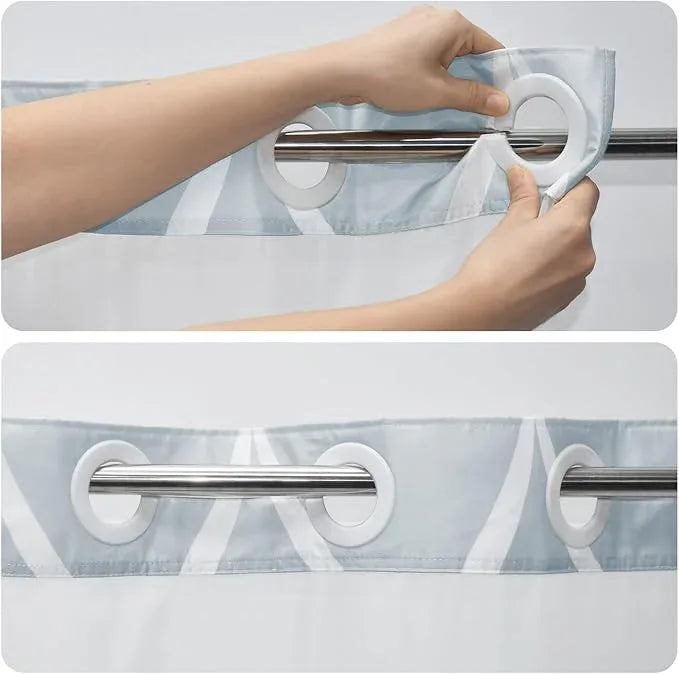 Yiatn No Hook Ombre Aegean Blue Shower Curtain with Snap in Fabric Liner Set - Hotel Style with See Through Mesh Top Window, 71x74 INCH - ModernBath