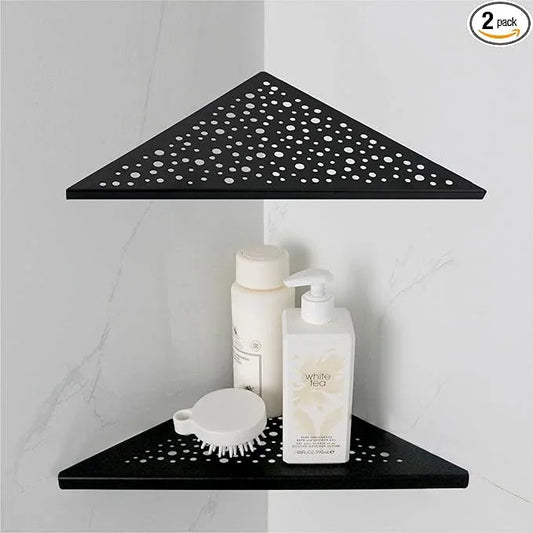 Shower Corner Shelf 10" No Drill,10" 304 Stainless Steel, Recessed Bathroom Shelves Grout in Shelf for Tiled Wall,Matte Black,2 Pack - ModernBath