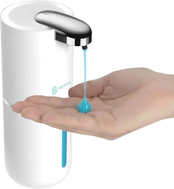 Heione Automatic Touchless Liquid Soap Dispenser, White, 12.8 oz, USB-C Rechargeable, IPX5 Waterproof for Bathroom, Shower & Kitchen (Shampoo/Gel/Dish Soap), Wall Mount or Countertop (White (Liquid)) - ModernBath