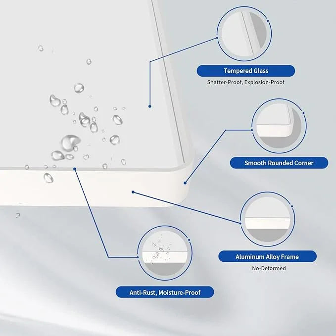 WEER White Bathroom Mirror 36X36 Inch, Rounded Rectangle White Metal Frame Mirror, Matte White Bathroom Vanity Mirror with Tempered Glass, Anti-Rust, Hangs Horizontally or Vertically - ModernBath