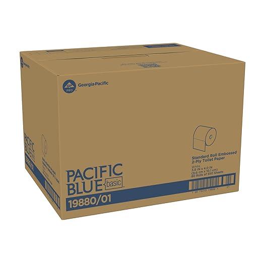 Georgia-Pacific Pacific Blue Basic 2-Ply Embossed Toilet Paper,19880/01, 550 Sheets Per Roll, 80 Rolls Per Case - ModernBath