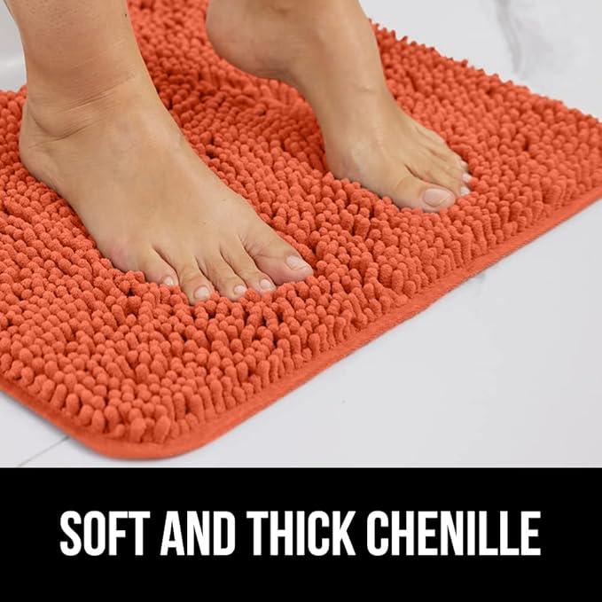 GORILLA GRIP Bathroom Rug Sets, Soft Chenille 2 Piece Area Rugs Set, Toilet Base Mat and 30x20 Carpet, Absorbent Microfiber Washable Mats Dry Quickly, Home Décor and Bath Room Accessories, Coral - ModernBath
