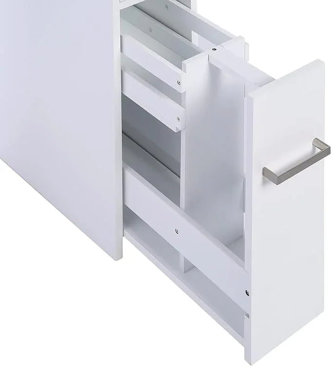 Spirich Slim Bathroom Storage Cabinet, Free Standing Toilet Paper Holder, Bathroom Cabinet Slide Out Drawer Storage, White - ModernBath