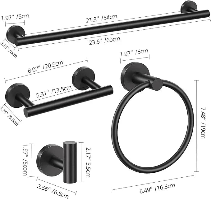 10 Pieces Matte Black Towel Bar Set, Black Bathroom Hardware Set Toilet Paper Holder Towle Racks for Bathroom Upgraded Stainless Steel Bathroom Towel Holder Set Bathroom Accessories - ModernBath