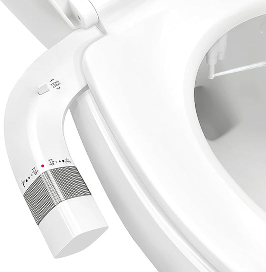 Bidet Attachment for Toilet,Non-Electric Ultra-Thin With,Rear/Feminine Wash,Self-Cleaning Dual Nozzles (Adjustable Angle), Adjustable Water Pressure, Cold Water Only, White