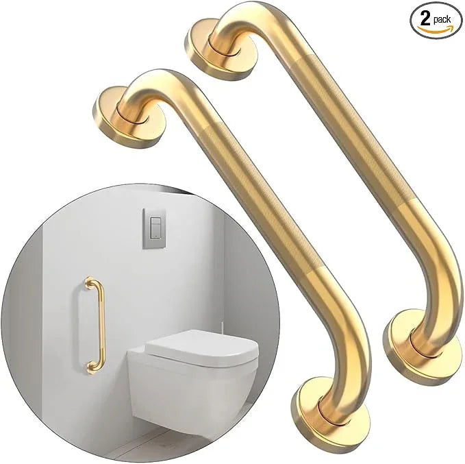 20 Inch Anti Slip Shower Grab Bar Gold, Munzong 2 Pack Bathroom Grab Bar, Knurled Bathroom Balance Bar,Safety Hand Rail Support Handicap Elderly Injury Senior Assist Bath Handle - ModernBath