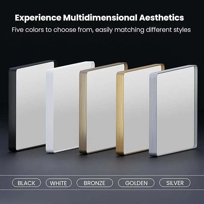 JISOSO Brushed Nickel Bathroom Mirror 55x36 Inch, Brushed Silver Metal Frame Mirror Wall Mounted, Rounded Rectangle Bathroom Vanity Mirror, Tempered Glass, Anti-Rust, Horizontal/Vertical - ModernBath