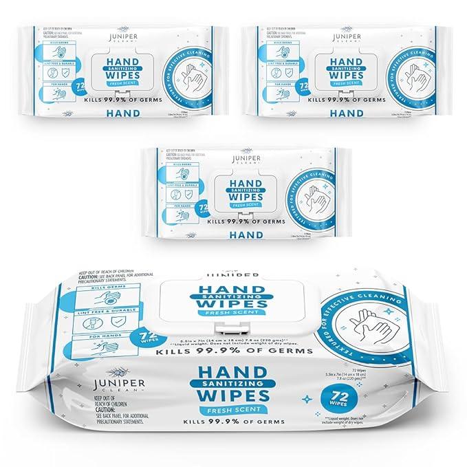 Juniper CLEAN, 3 Pack Hand Sanitizing Wipes, 216 Count Disposable Hand Sanitizer Wipes, Fresh Scent, Lint Free & Durable - ModernBath