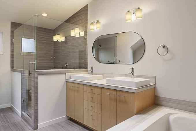 ANDY STAR Oval Bathroom Mirrors, 30x48’’ Double Vanity Mirror, Black Oval Mirrors for Bathroom, Stainless Steel Framed, 1’’ Deep Wall Mounted Vertical/Horizontal - ModernBath