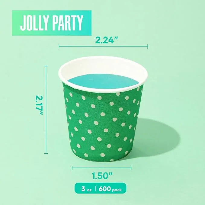 600 Pack 3 oz Paper Cups for Bathroom, Small Mouthwash Cups, Disposable Mini Bathroom Cups, Cold Beverage Drinking Cup for Water Coolers, Party, Home and Office(Dots) - ModernBath
