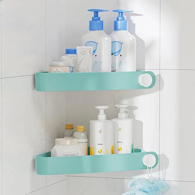 Sotfamily Shower Caddy Corner, 2 Pack Adhesive Corner Shower Shelves for Bathroom Organizers and Storage, Rust Free Plastic Rack for Bathroom Accessories & Decor, Turquoise - ModernBath