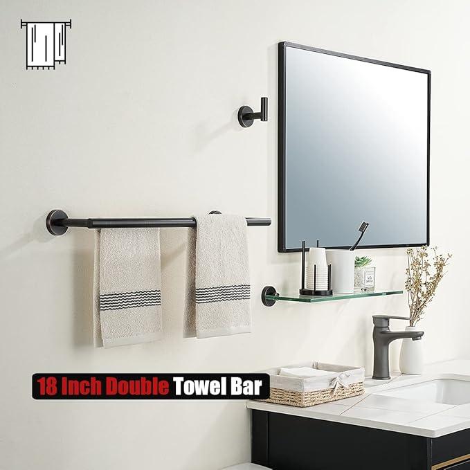 JQK Double Towel Bar Oil Rubbed Bronze, 20.5 Inch 304 Stainless Steel Thicken 0.8mm Towel Rack Bathroom, Towel Holder ORB Wall Mount, Useable Length 18 Inch, TB100L18-ORB - ModernBath
