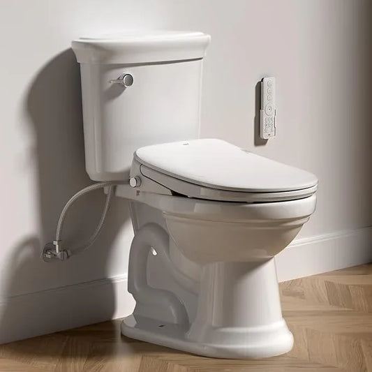 R&T V305 Round Bidet Toilet Seat, Electri Bidet Seat with Adjustable Warm Water, Air Dryer, Heated Seat, Night Light, Deodorization - ModernBath