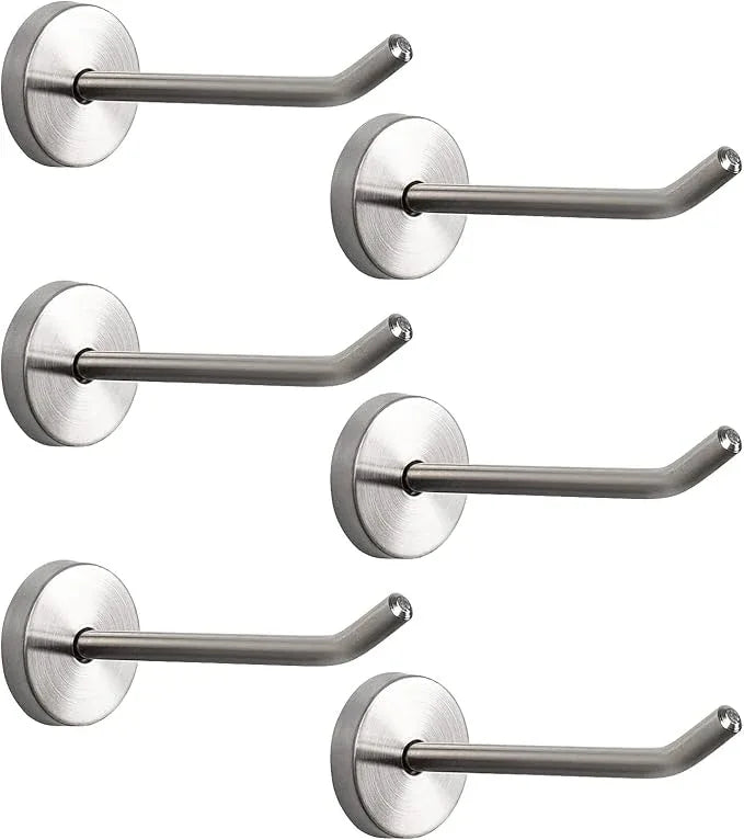 NearMoon Coat Hooks, Wall Mount Hooks for Hanging Hat Hurse Robe, 304 Stainless Steel Heavy Duty Towel Hangers for Bathroom Livingroom Hotel Kitchen Garage, 6 Pack (4 Inch, Brushed Nickel) - ModernBath