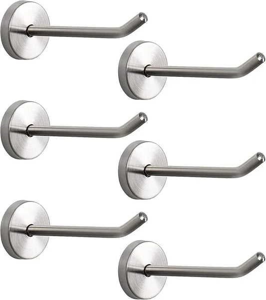 NearMoon Coat Hooks, Wall Mount Hooks for Hanging Hat Hurse Robe, 304 Stainless Steel Heavy Duty Towel Hangers for Bathroom Livingroom Hotel Kitchen Garage, 6 Pack (4 Inch, Brushed Nickel) - ModernBath