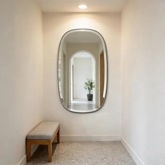 POZINO Rectangle Beveled Mirror, 24"x40" Modern Vanity Mirror with Stainless Steel Frame, Modern Oblong Wall Mirrors for Living Room Bathroom Bedroom Entryway, Hangs Horizontal Or Vertical ﻿ - ModernBath