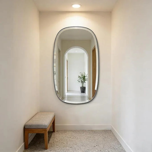 POZINO Rectangle Beveled Mirror, 24"x40" Modern Vanity Mirror with Stainless Steel Frame, Modern Oblong Wall Mirrors for Living Room Bathroom Bedroom Entryway, Hangs Horizontal Or Vertical ﻿ - ModernBath