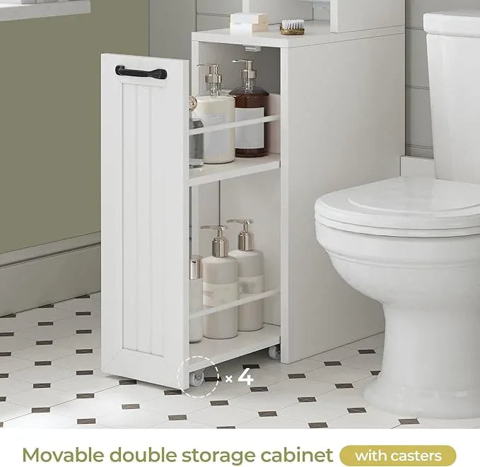 Over The Toilet Storage Cabinet with Pulley Small Bathroom Storage Cabinet, Space Saver W/Adjustable Shelf & Open Shelf for Bathroom, Restroom, Laundry (White-Type A) - ModernBath