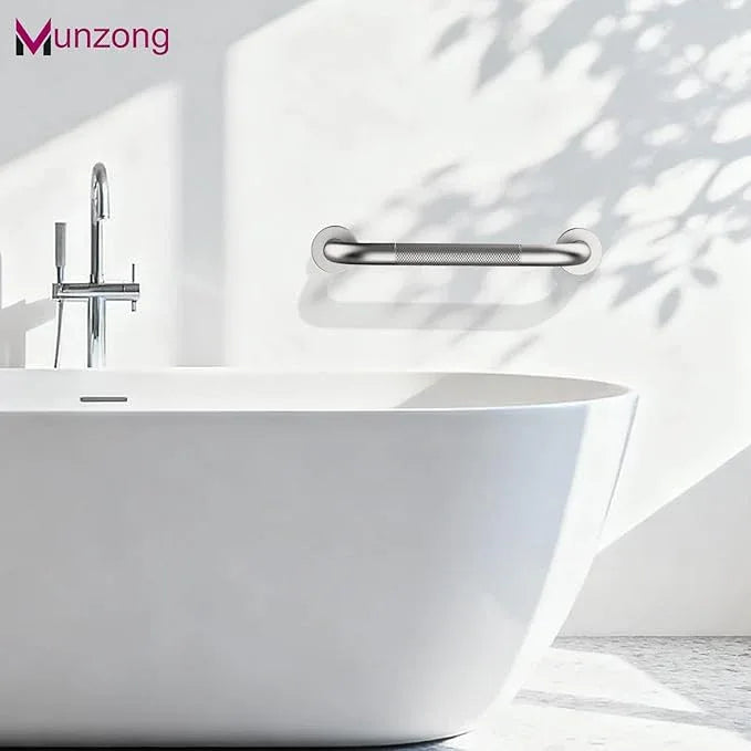 12 Inch Anti Slip Grab Bars for Wall,Munzong Stainless Steel Bathroom Grab Bars for Bathtubs and Showers,Brushed Nickel Knurled Handicap Balance Bar,Safety Hand Rail Support Elderly Senior Bath Handle - ModernBath