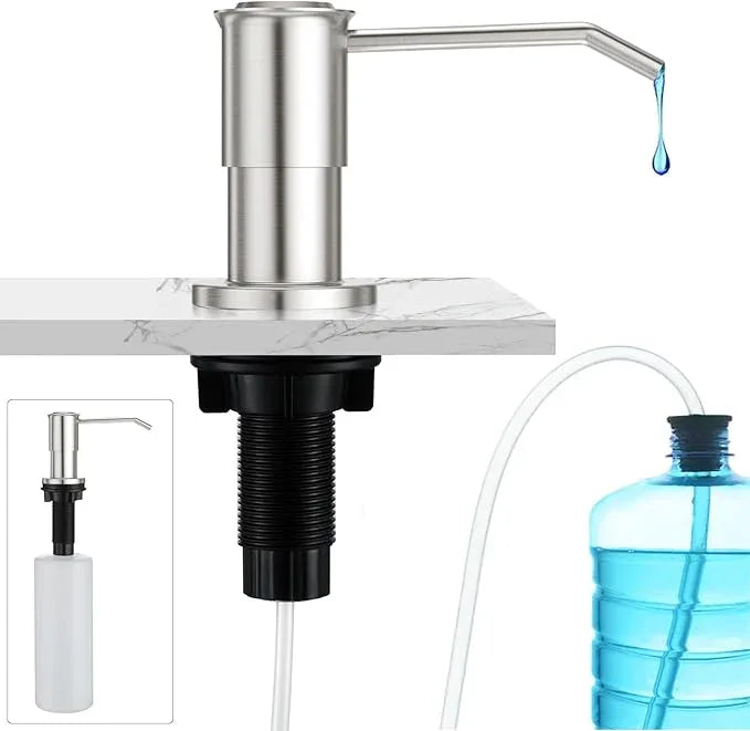 CREA Kitchen Sink Soap Dispenser Countertop for Kitchen Sink, Stainless Stee Built in Sink Soap Dispenser Brushed Nickel for Bathroom with 39" Tube Large Capacity 17 OZ Bottle - ModernBath