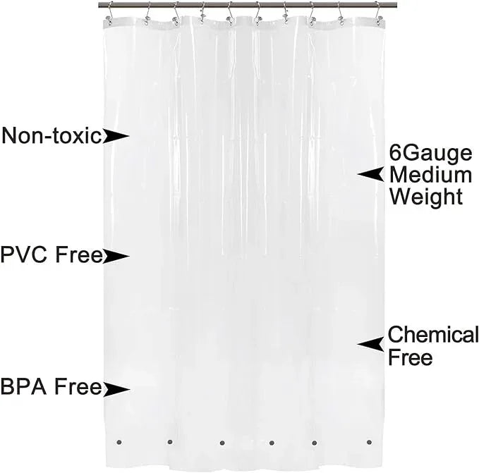 Barossa Design 60 x 72 Inches Shower Curtain Liner with 6 Weighted Magnets, Heavy Duty PEVA, 10 Grommet Holes, Waterproof, PVC Free, Clear, 60x72 - ModernBath