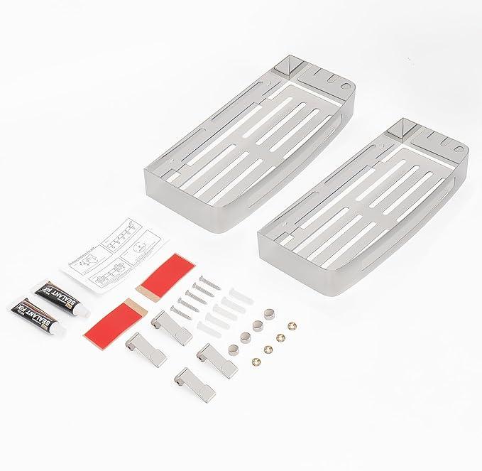 NearMoon Bathroom Shower Caddy 2 Pack, No Drill 304 Stainless Steel Shower Organizer with 2 Hooks (Shower Shelf, Chrome) - ModernBath