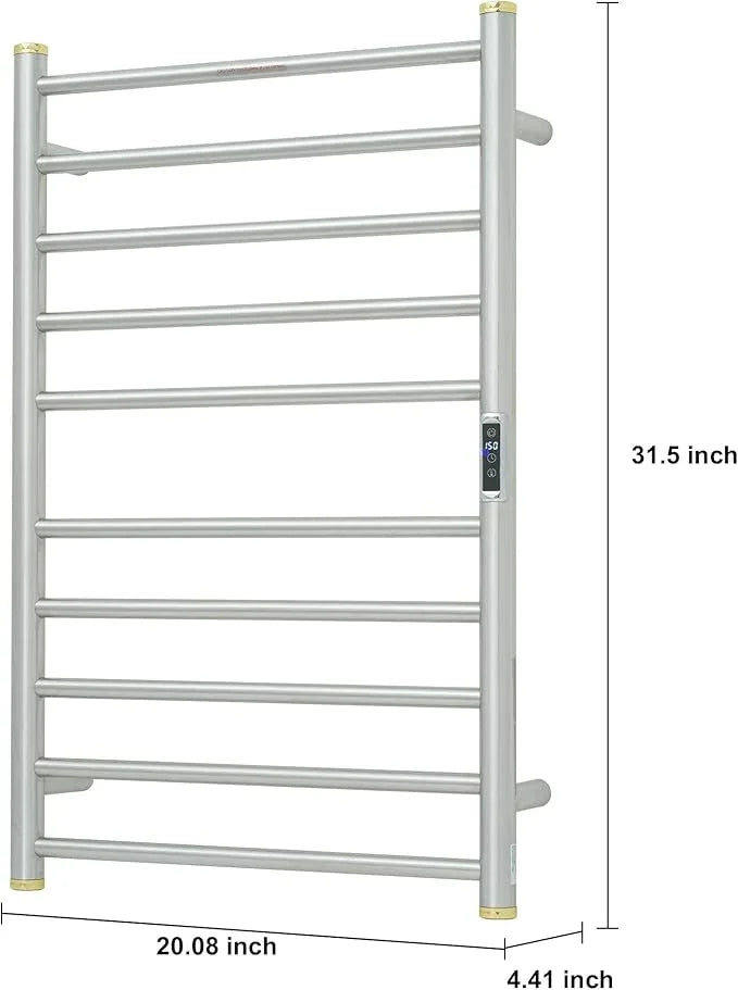 Electric Towel Warmer Rack,Heating Towel Warmer,Timer & Temperature Control,Wall-Mounted Plug-in for Bathroom,Brushed,Stainless Steel,10-Bar(31.5x20.08x4.41in) - ModernBath