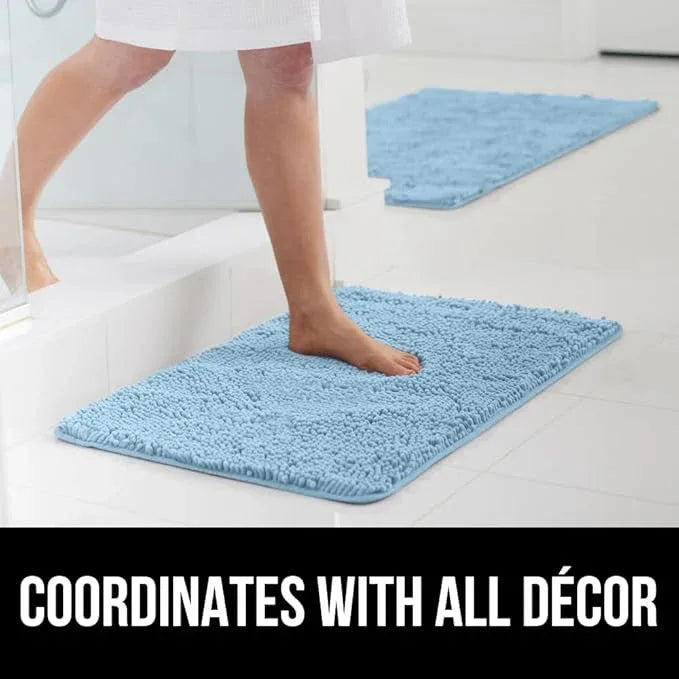 GORILLA GRIP Bathroom Rug Sets, Soft Chenille 2 Piece Area Rugs Set, Toilet Base Mat and 30x20 Carpet, Absorbent Microfiber Washable Mats Dry Quickly, Home Décor and Bath Room Accessories, Sky - ModernBath