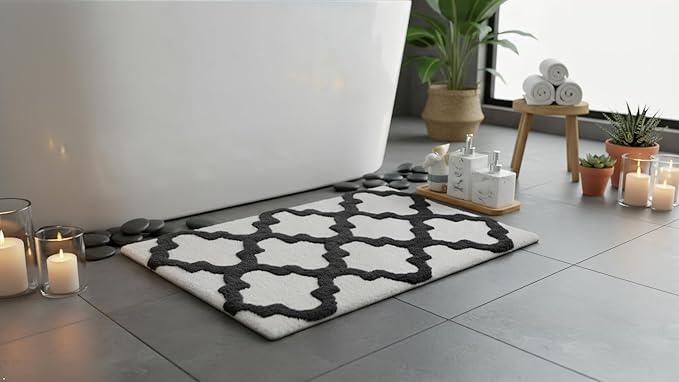 C23 Luxury Bathroom Rugs, Bath Mat - 20"x32" & 16"x24", 2200 GSM Tufted Cotton Bathroom Mat, Ultra-Absorbent Quick Dry Heavyweight Non-Slip Bathmat, Thick Soft Plush Machine Washable Bath Rug - 2 Pack - ModernBath