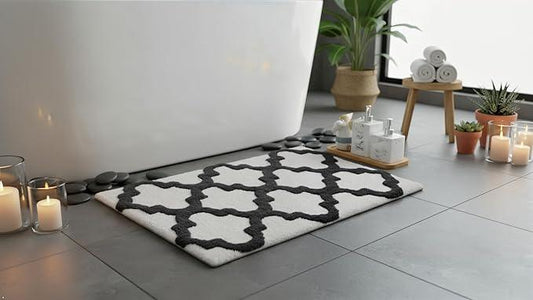 C23 Luxury Bathroom Rugs, Bath Mat - 20"x32" & 16"x24", 2200 GSM Tufted Cotton Bathroom Mat, Ultra-Absorbent Quick Dry Heavyweight Non-Slip Bathmat, Thick Soft Plush Machine Washable Bath Rug - 2 Pack - ModernBath