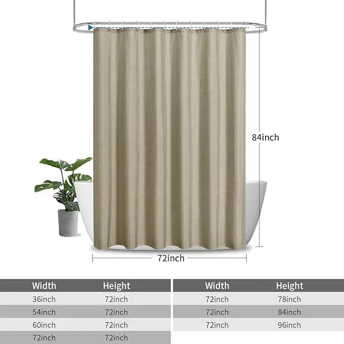 THAIGEE 2-in-1 Waterproof Extra Long Fabric Shower Curtain or Liner,Linen Textured,84 Inch Breathable TPU & Washable Bathroom Shower Curtain Set with 12 Plastic Hooks,Modern,72"x84" Khaki - ModernBath