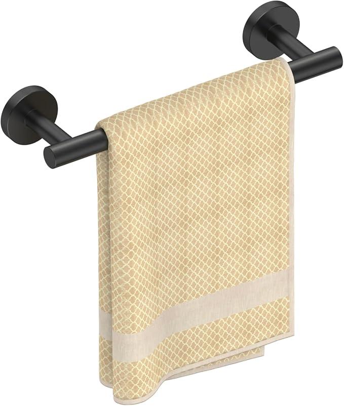FORIOUS Towel Bar Wall Mounted, Stainless Steel Towel Racks for Bathroom, Includes Wall Mounting Hardware (Matte Black, 14 Inch) - ModernBath