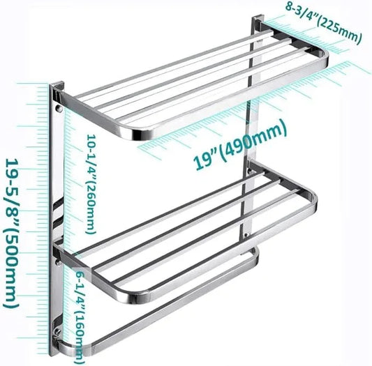20 Inch Bathroom Towel Rack Towel Bar, 2-Tier Towel Rack Floating Shelf for House Lavatory and Hotel, Mounting Hardware Included,Polished Chrome - ModernBath