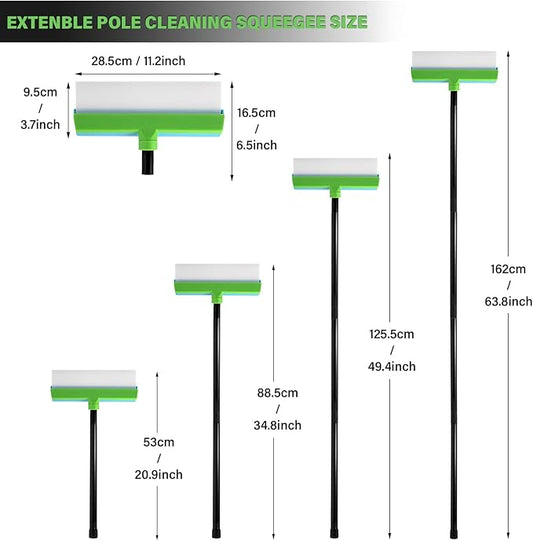 Gomake ‌11'' Cleaning Squeegee with 20-63 Inch Telescopic Long Handle for Shower Glass Door,Car Windshield, Window, Mirror, Bathroom,Countertop,Floor Cleaning