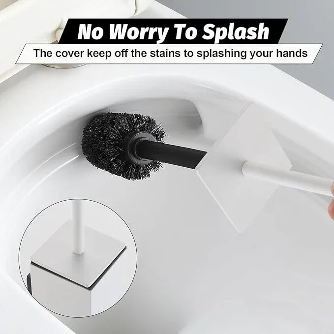 BGL Toilet Brush and Holder Set White Wall Mounted for Bathroom Square Design - ModernBath