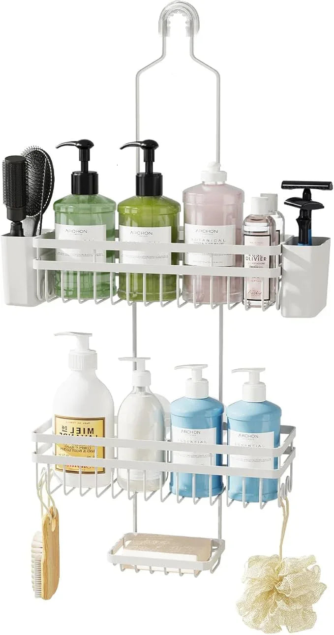 STAHLHEART Shower Caddy Hanging for Bathroom Organizers and Storage, 3 Tier Adjustable Anti-Swing Shower Organizer hanging with Heavy-Duty Suction Cups, Damage-Free Rustproof (White) - ModernBath