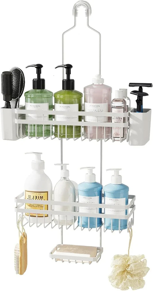 STAHLHEART Shower Caddy Hanging for Bathroom Organizers and Storage, 3 Tier Adjustable Anti-Swing Shower Organizer hanging with Heavy-Duty Suction Cups, Damage-Free Rustproof (White) - ModernBath