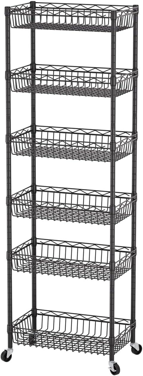 SINGAYE Shelf Closet Wire Shelving：Adjustable Metal Unit for Laundry Room Organization Bathroom Kitchen Home Storage with Wheels Pantry Rack Shelves - ModernBath