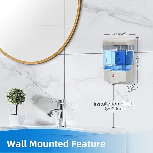 SVAVO Automatic Hand Soap Dispenser, 21 fl.oz/600ml Touchless Soap Dispenser Wall Mounted, Touch-Free Liquid soap Dispenser Sensor Soap Dispenser for Kitchen Hotel Restaurant Bathroom - ModernBath