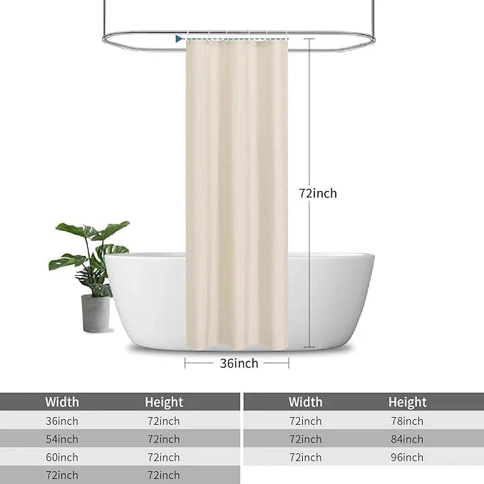 THAIGEE 2-in-1 stall Fabric Shower Curtain or Liner,Breathable TPU & Washable,36Wx72H Narrow Linen Textured Bathroom Shower Curtain Set with 6 Plastic Hooks,Modern,36"x72" Cream - ModernBath
