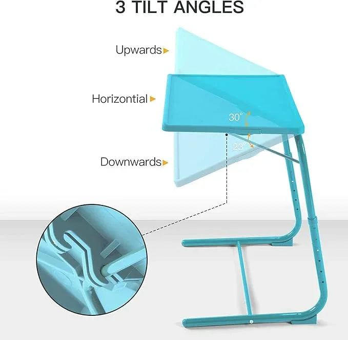 HUANUO Adjustable TV Tray Table - TV Dinner Tray with Cup Holder on Bed & Sofa, Comfortable Folding Table with 6 Height & 3 Tilt Angle Adjustments for Laptop (Azure) - ModernBath