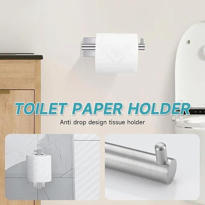 Brushed Nickel Toilet Paper Holder Towel Bar Set, 5 Pieces Bathroom Hardware Accessories Set, 23.6 Inch Stainless Steel Towel Racks for Bathroom Wall Mounted - ModernBath