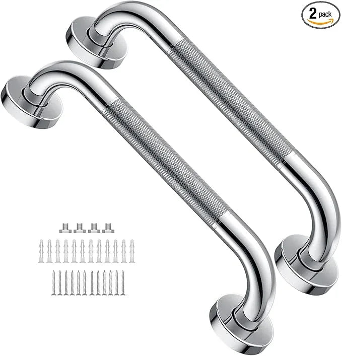 12 Inch Anti Slip Shower Grab Bar 2 Pack, Munzong Stainless Steel Bathroom Grab Bar, Satin Brushed Nickel Bathroom Balance Bar,Safety Hand Rail Support Elderly Senior Assist Handle - ModernBath