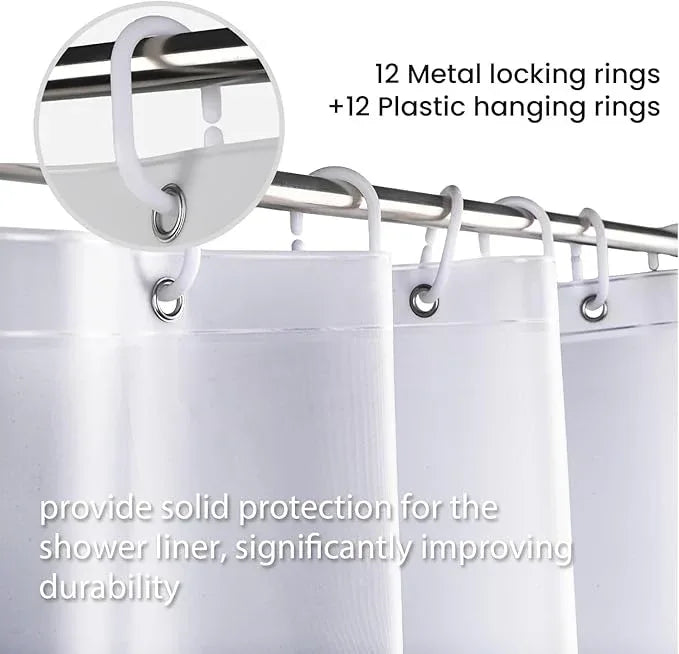 LiBa PEVA Shower Curtain Liner with 12 Plastic Shower Rings - 8G Waterproof Shower Liner, Pale Blue Gradient Weighted Bathroom Curtain, 72x72 Inch Shower Curtain Liner Set with Magnets - ModernBath