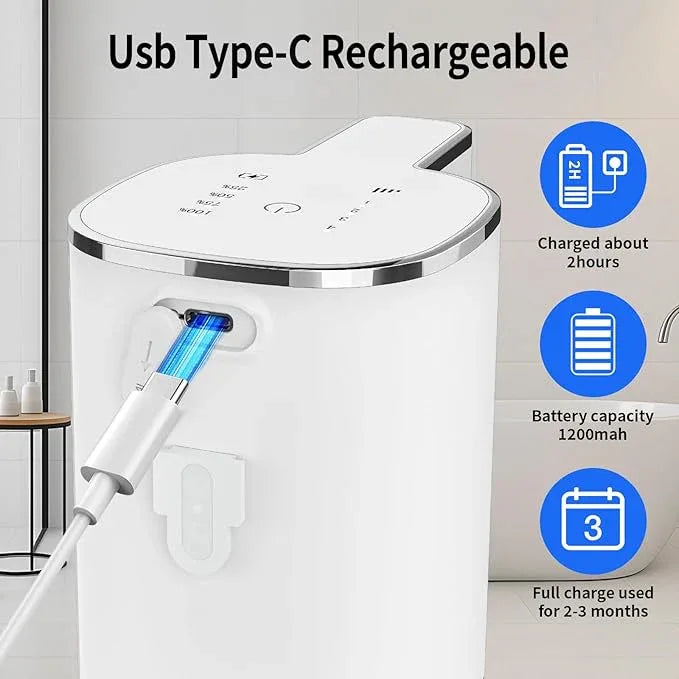 Automatic Liquid Soap Dispenser, Touchless Hand Soap Dispenser, USB Rechargeable, 4 Adjustable Levels, 14.2 oz (420 ml) Large Capacity, for Bathroom, Kitchen & School (White, Liquid) - ModernBath