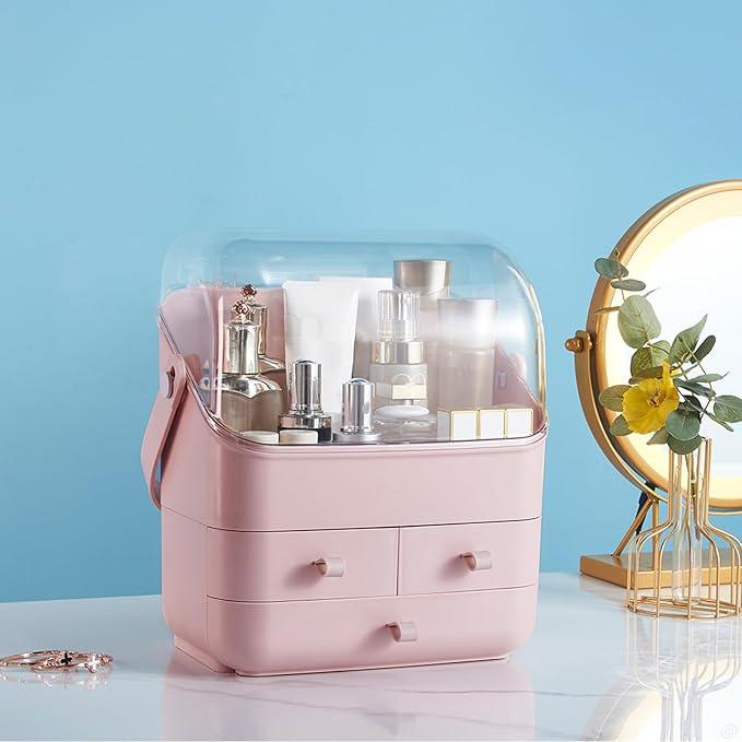 Large Makeup Organizer w Drawers Beauty Organizer Makeup Box Holder Vanity Organization Desk Countertop MakeUp Organizers Bathroom Counter Organizer Skincare Cosmetic Case Stand Dustproof Lid Gift - ModernBath