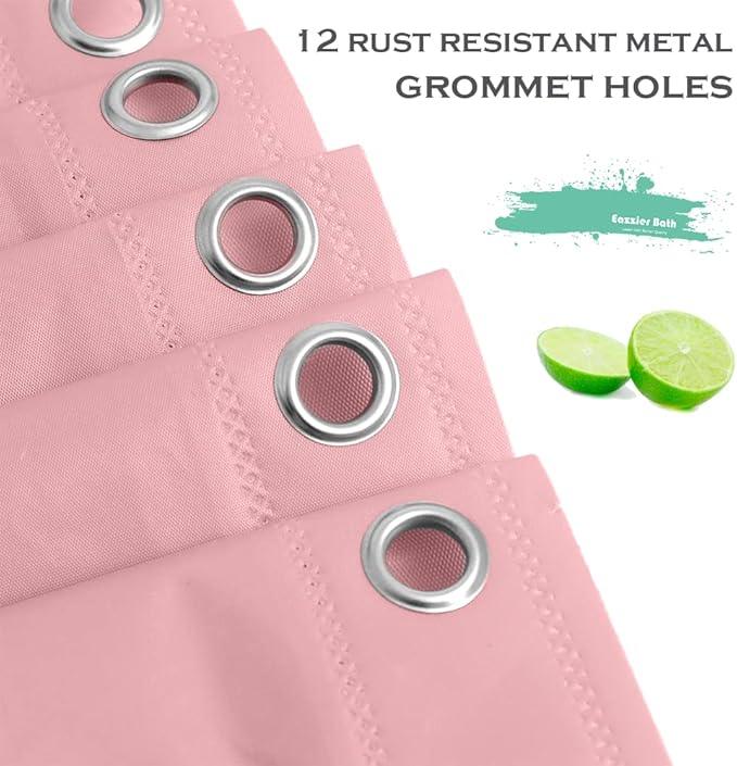 Eazzier Bath Baby Pink Plastic Shower Curtain Or Liner, 72x72 Inch Lightweight Light Pink Plastic Bathroom Shower Showroom Inner Curtain with Rustproof Metal Grommet Holes and Weighted Magnets - ModernBath